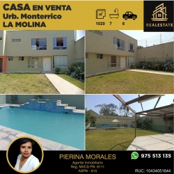 Se Vende Casa con piscina como Terreno en La Molina.