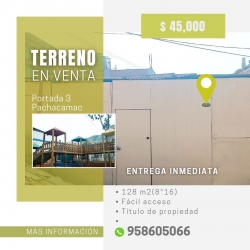 SE VENDE TERRENO PORTADA 3 PACHACÁMAC 