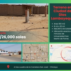 Lote en Venta - **160 m²** en Ciudad de Dios, Lambayeque - ¡Solo S/26,000!  