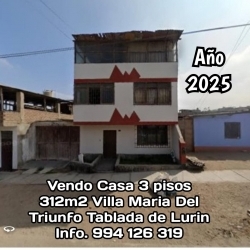 Vendo Casa de 3 Pisos Villa Maria del Triunfo